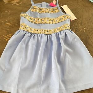 Lilly Pulitzer Light Blue Dress with Gold Crochet Trim-size 4-5